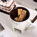 Mini Caneca Fondue Porcelana com 1 Garfo
